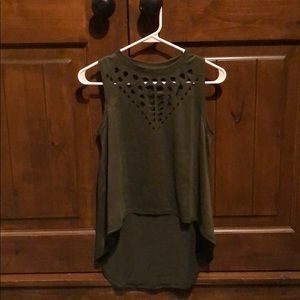 Olive crop top tank top
